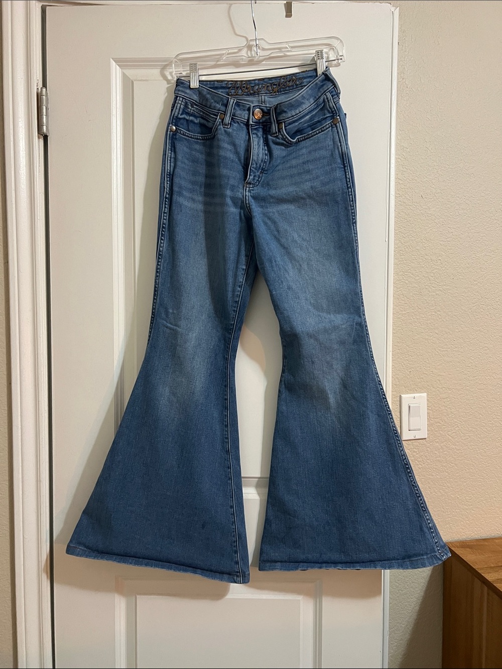 Medium Blue High-Rise Wide Flare Jeans